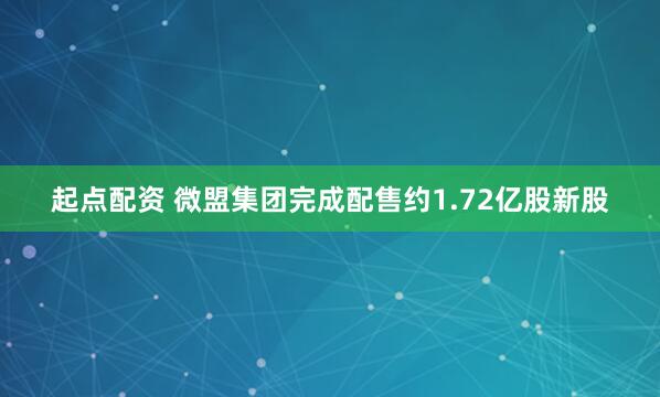 起点配资 微盟集团完成配售约1.72亿股新股